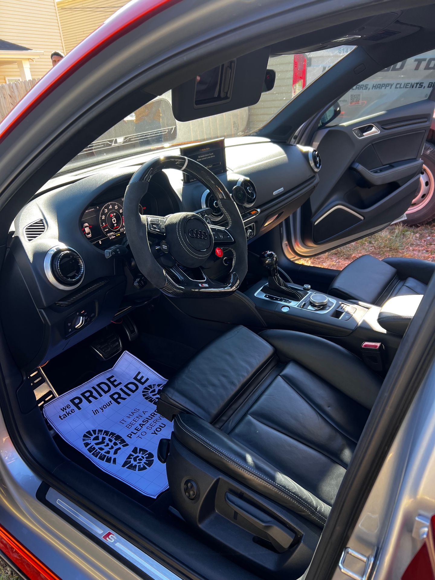 Detailed black leather Audi interior after interior detailing
