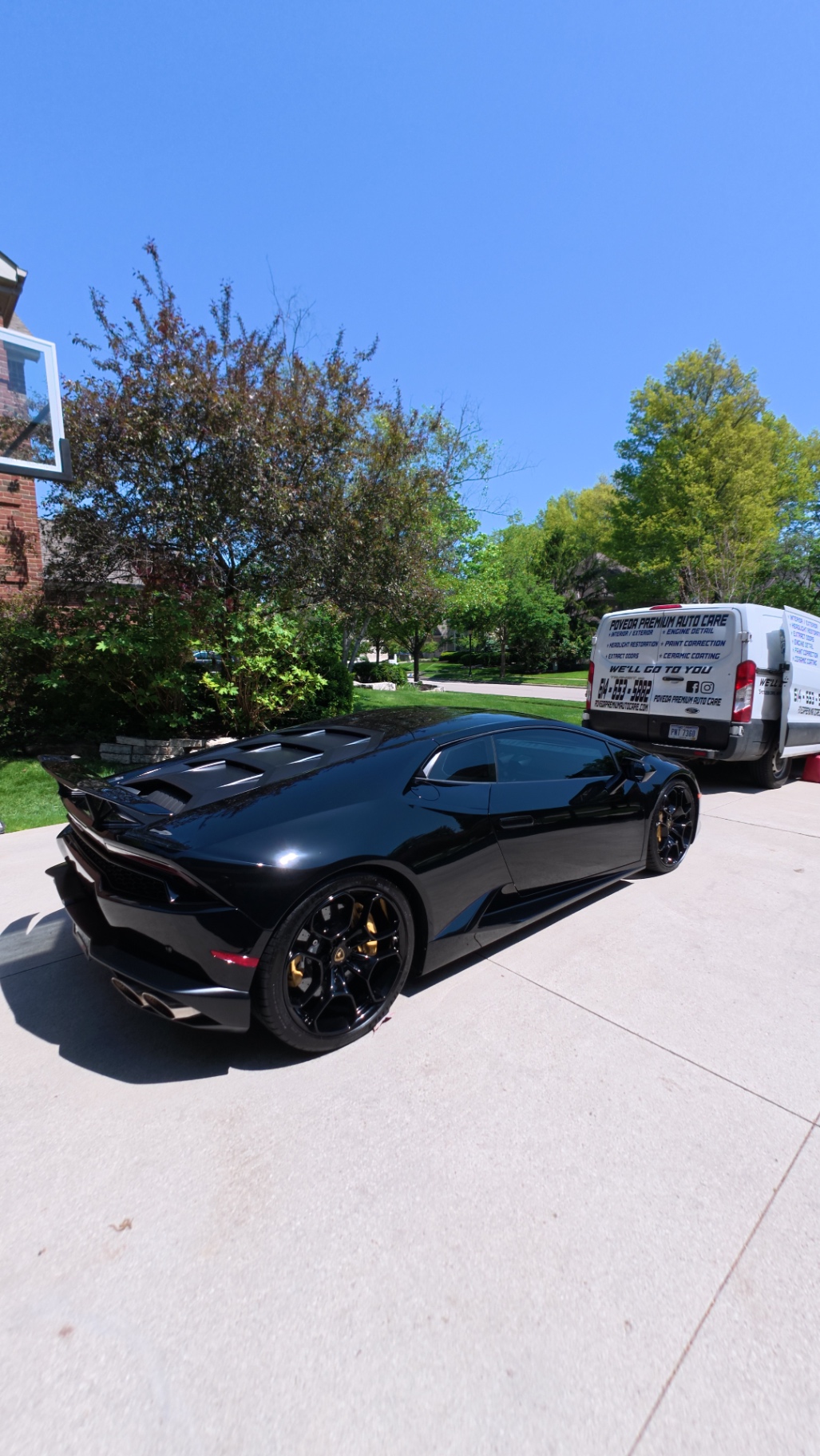 Black Lamborghini Huracán detailed by Poveda Premium Auto Care in Columbus